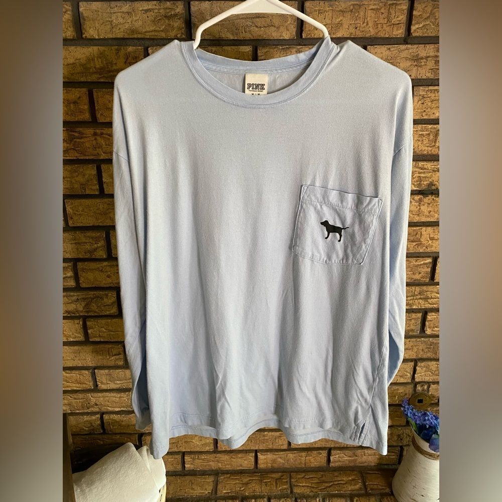 PINK light blue long sleeve shirt‎